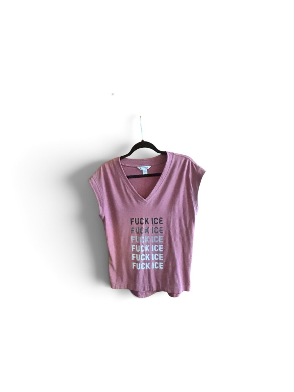 Athleta Dusty Rose V-Neck Graphic Short Sleeve Tee